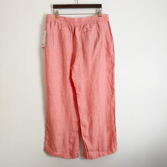 ATHLETA Retreat Linen Wide Leg Pants Peach Sunset 16 - Picture 7 of 12